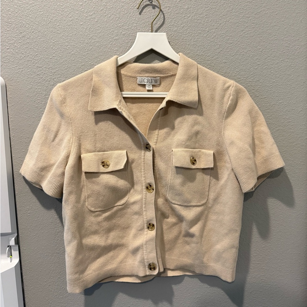 J.Crew Tan Button-Up Cardigan